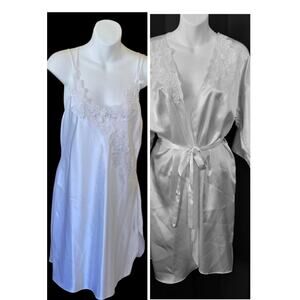 VTG White 2 Piece California Miss Lingerie Size Medium Peignoir Set Negligee
